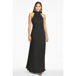 NEW Sachin & Babi Kayla Maxi Dress Women's Size 12 Black Self-Tie Neck